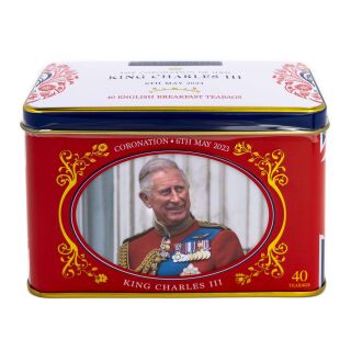 New English Teas - English Breakfast Tea 16 x 40 Tea Bags - The Coronation of HRH King Charles III Tin