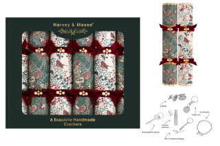 Harvey & Mason - 6 Large Exquisite Christmas Crackers - Robin