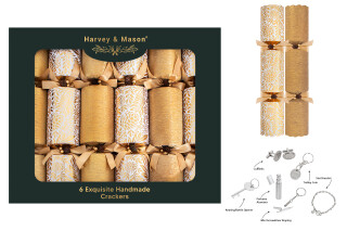 Harvey & Mason - 6 Large Exquisite Christmas Crackers - Gold