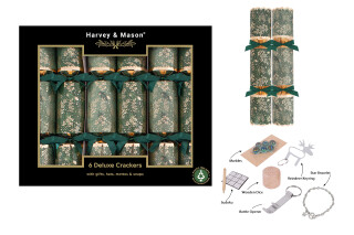 Harvey & Mason - 6 Large Deluxe Christmas Cracker  - Green Foliage