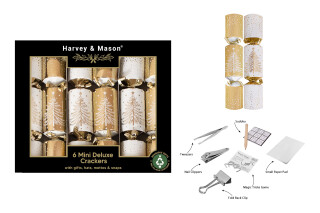 Harvey & Mason - 6 Mini Christmas Cracker - Cream & Gold - Tree