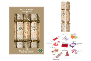 Harvey & Mason - 10 Large Christmas Cracker - Cream & Gold - Mistletoe