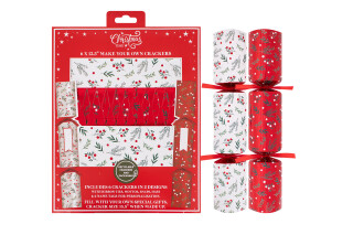 Christmas Time - Make your Own Large Christmas Cracker - 6 Pack - Red & White