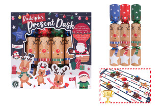 Christmas Cracker 6 Pack - Rudolphs Present Dash - Family Game Crackers