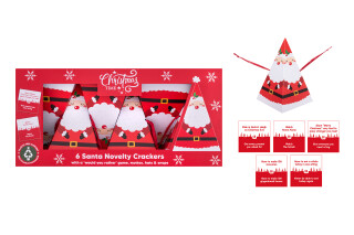 Christmas Time - 6 Novelty Crackers - Red - Santa