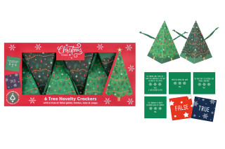 Christmas Time - 6 Novelty Crackers - Green - Tree