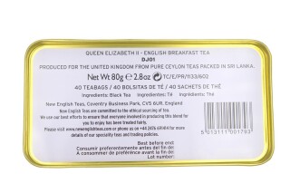 New English Teas - English Breakfast Tea 40 Tea Bags - Queen Elizabeth Tin