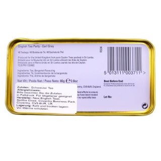 New English Teas - Earl Grey Tea 40 Tea Bags - English Tea Party Tin