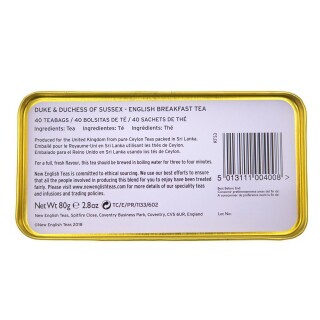 New English Teas - English Breakfast Tea 40 Tea Bags - Harry & Meghan Tin