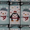 12 x 9 Mini Squared Christmas Cracker - Blue & White - Snowman & Penguin