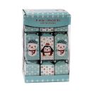 12 x 9 Mini Squared Christmas Cracker - Blue & White - Snowman & Penguin