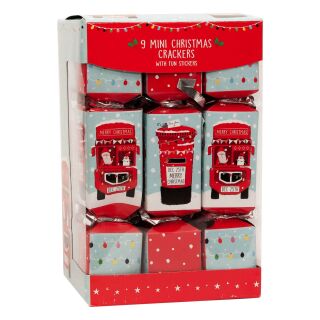 12 x 9 Mini Squared Christmas Cracker - Bus & Postbox - with Fun Sticker