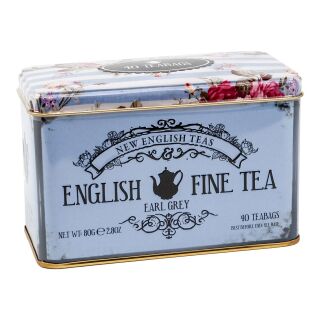 New English Teas - Earl Grey Tea 16 x 40 Tea Bags - English Fine Tea Vintage Tin