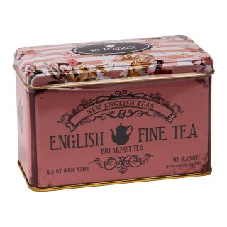 New English Teas - English Breakfast Tea 16 x 40 Tea Bags - English Fine Tea Vintage Tin