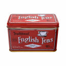 New English Teas - English Breakfast Tea 16 x 40 Tea Bags - Berry Red Traditional Vintage Tin