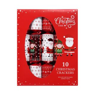 Christmas Cracker Family 10 Pack - Red & White - Santa & Elf