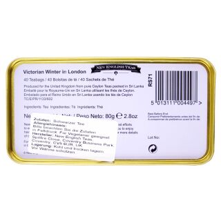 New English Teas - English Breakfast Tea 40 Tea Bags - Victorian Winter in London Tin