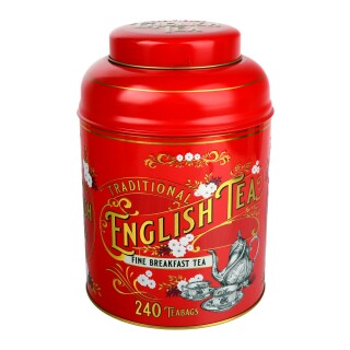 New English Teas - Breakfast Tea 4 x 240 Tea Bags - Vintage Victorian Tin - Red