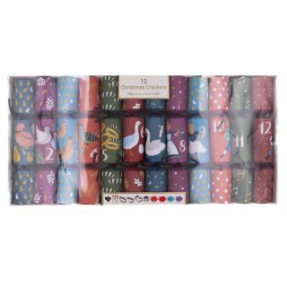 Harvey & Mason - 12 Large Luxury Christmas Crackers - 12 Days of Christmas - Biscuit Cutters
