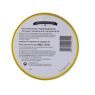 New English Teas - English Breakfast Tea 240 Tea Bags - Alice In Wonderland Tin - Dark Blue