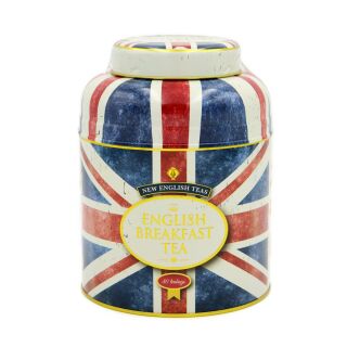 New English Teas - English Breakfast Tea 8 x 80 Tea Bags - Union Jack Tin