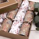 Green Christmas - 8 Premium Eco Christmas Crackers - Brown & White