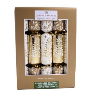 Harvey & Mason - 12 x 10 Large Luxury Eco Christmas Cracker - Cream & Gold