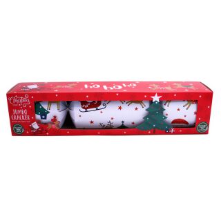Family Games Jumbo Cracker x 12 - White - Santa & Sleigh - Activities