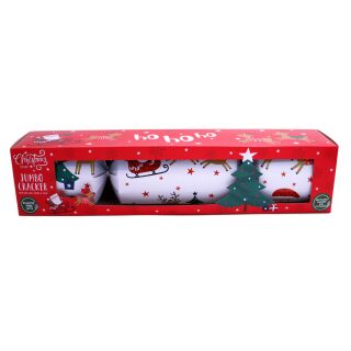 Family Games Jumbo Cracker x 12 - White - Santa & Sleigh - Activities