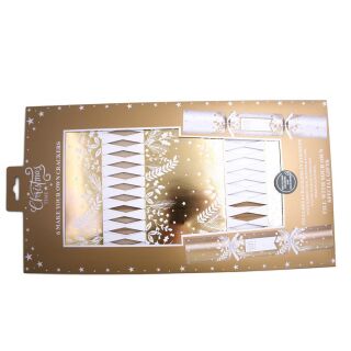 Make your Own Christmas Cracker Large 6 Pack - Gold & White