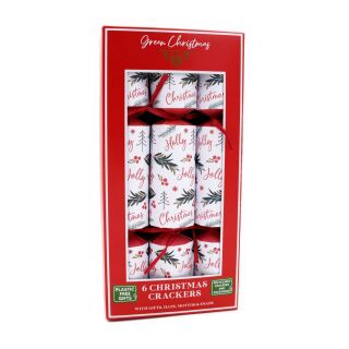 Green Christmas - 12 x 6 Large Christmas Cracker - Red & White - Holly Jolly Christmas