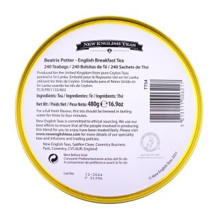 New English Teas - English Breakfast Tea 240 Tea Bags - Beatrix Potter Tin - Daisies
