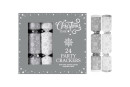Christmas Time - 24 Party Crackers - Silver & White - Snowflakes