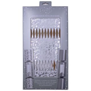 Christmas Time - Make your Own Large Eco Christmas Cracker - 6 Pack - Silver & White- 'Tis The Season