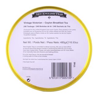 New English Teas - English Breakfast Tea 240 Tea Bags - Vintage Victorian Tin - Royal Purple