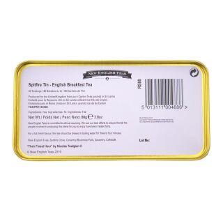 New English Teas - English Breakfast Tea 40 Tea Bags - Spitfire Tin