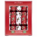 Green Christmas - 12 x 10 Family Eco Christmas Crackers - Red & White - Santa