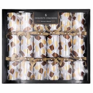 Harvey & Mason - 6 x 6 Large Exquisite Christmas Crackers - Gold & Brown - Brushstroke