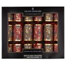 Harvey & Mason - 6 Large Deluxe Christmas Cracker  - Red & Gold - Robin