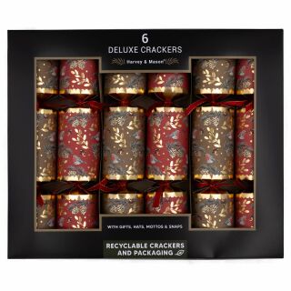 Harvey & Mason - 6 x 6 Large Deluxe Christmas Cracker  - Red & Gold - Robin