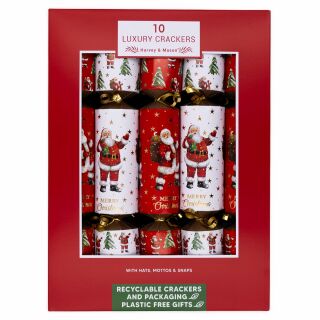 Harvey & Mason - 12 x 10 Large Luxury Eco Christmas Cracker - Red & White - Santa