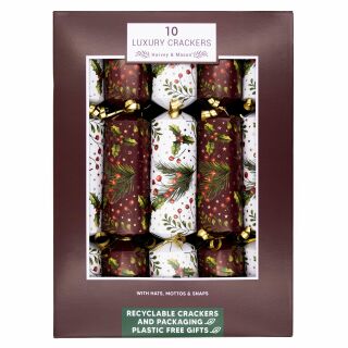 Harvey & Mason - 12 x 10 Large Luxury Eco Christmas Cracker - Red & White - Hollyberry
