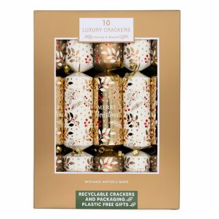Harvey & Mason - 12 x 10 Large Luxury Eco Christmas Cracker - Brown & White - Holly