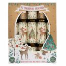 12 x 10 Family Eco Christmas Crackers - Brown & Cream - Reindeer