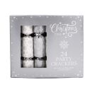 Christmas Time - 6 x 24 Party Crackers - Silver & White - Snowflakes
