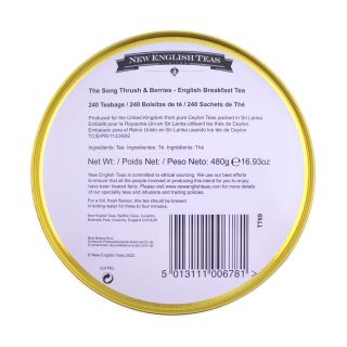 New English Teas - English Breakfast Tea 240 Tea Bags - Vintage Floral Tin - Blush