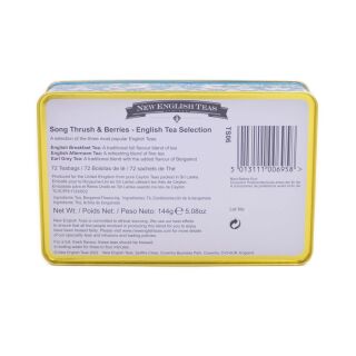 New English Teas - English Tea Selection 72 Tea Bags - The Song Thrush & Berries - Teal