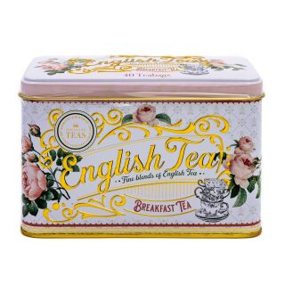 New English Teas - English Breakfast Tea 40 Tea Bags - English Rose Tin